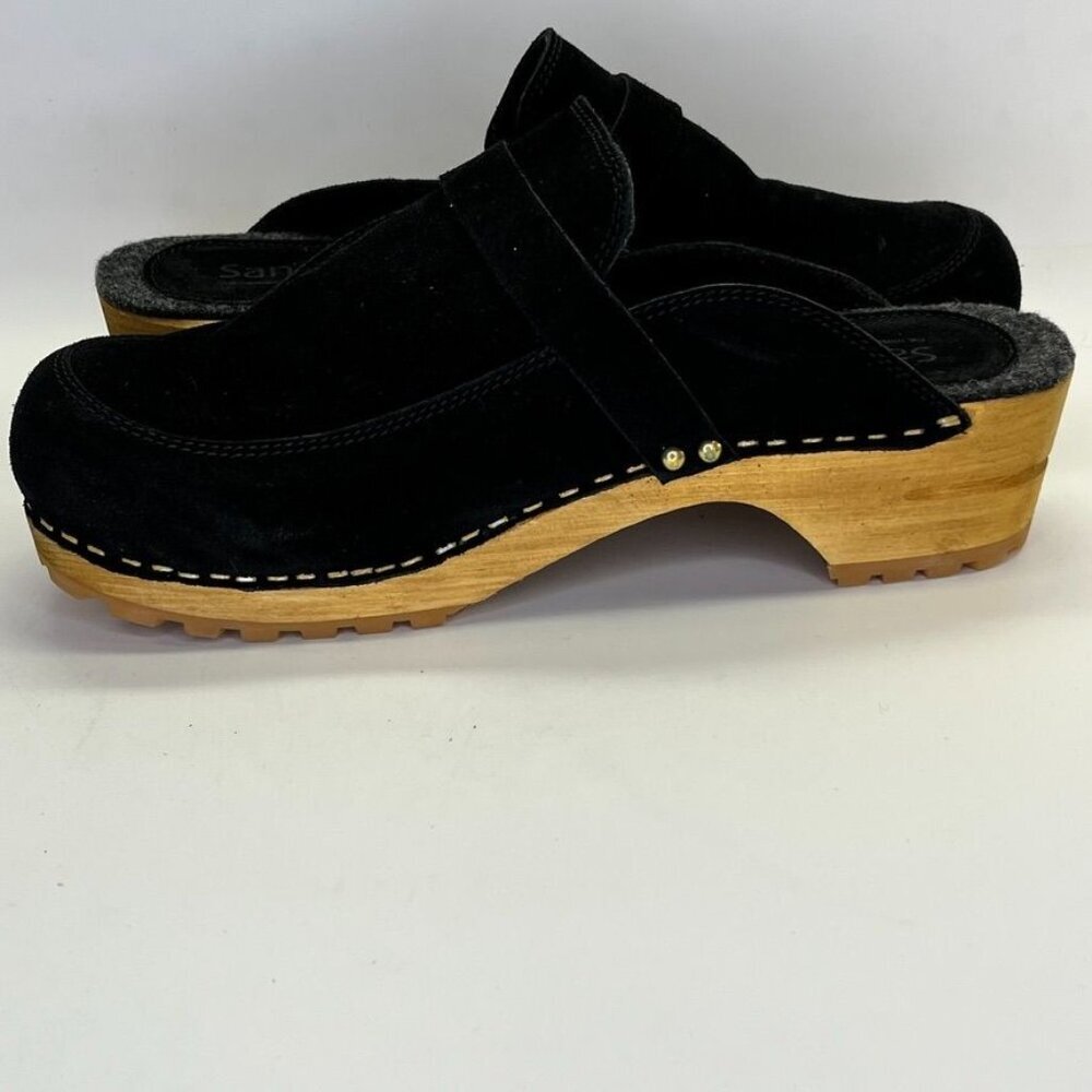 Sanita Women's Lissy Clog Size 42 in Black Open Back Wood Sole Slip Resistant - Picture 9 of 16